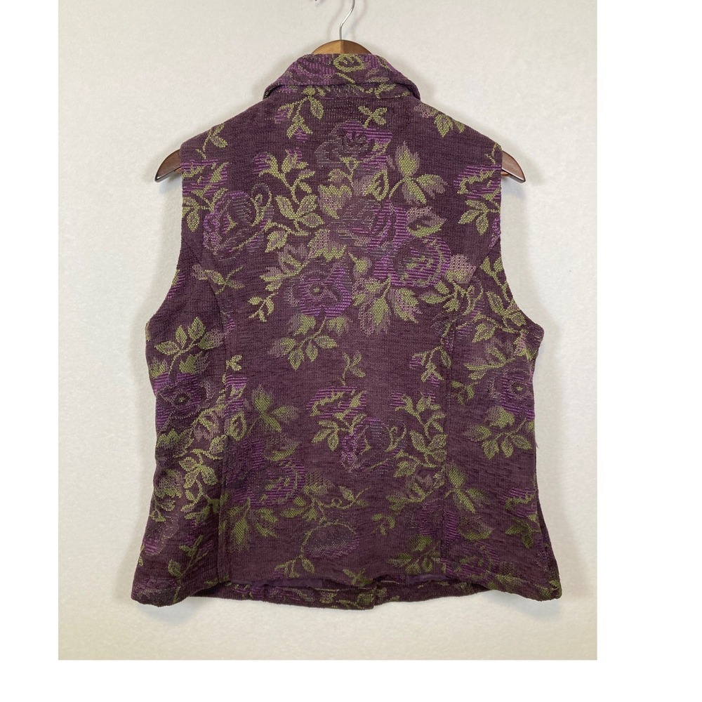 Christopher & Banks‎ Womens Purple Floral Brocade Vest Size L - Picture 2 of 9